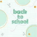 Autumn. Back to School. Chalk and shading effect in green, orange on checkered notebook background Royalty Free Stock Photo